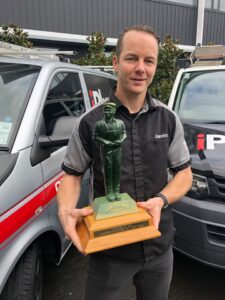 Jamin Saes receiving 2020 NZ Master Plumber of the Year Award