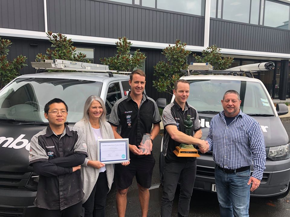 Our team receiving 2020 NZ Master Plumber of the Year Award