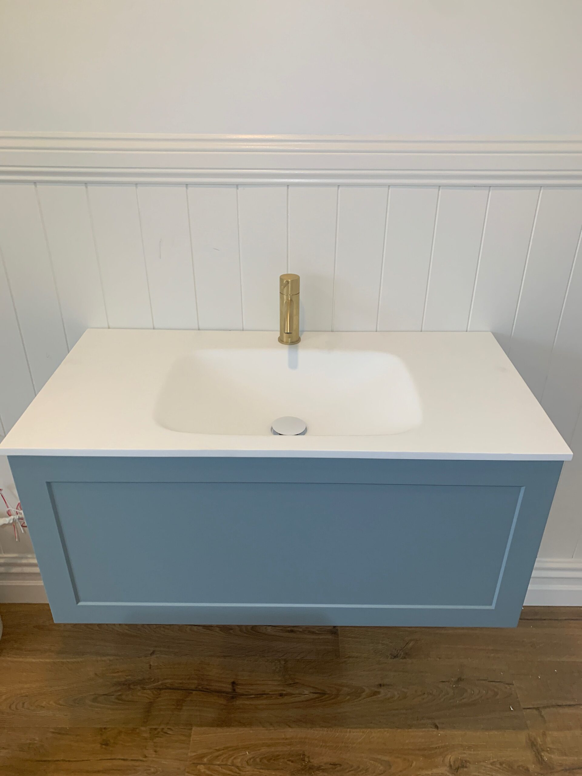 Bathroom Upgrades Old blue Vanity