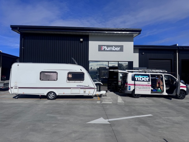 Caravan outside iPlumber workshop